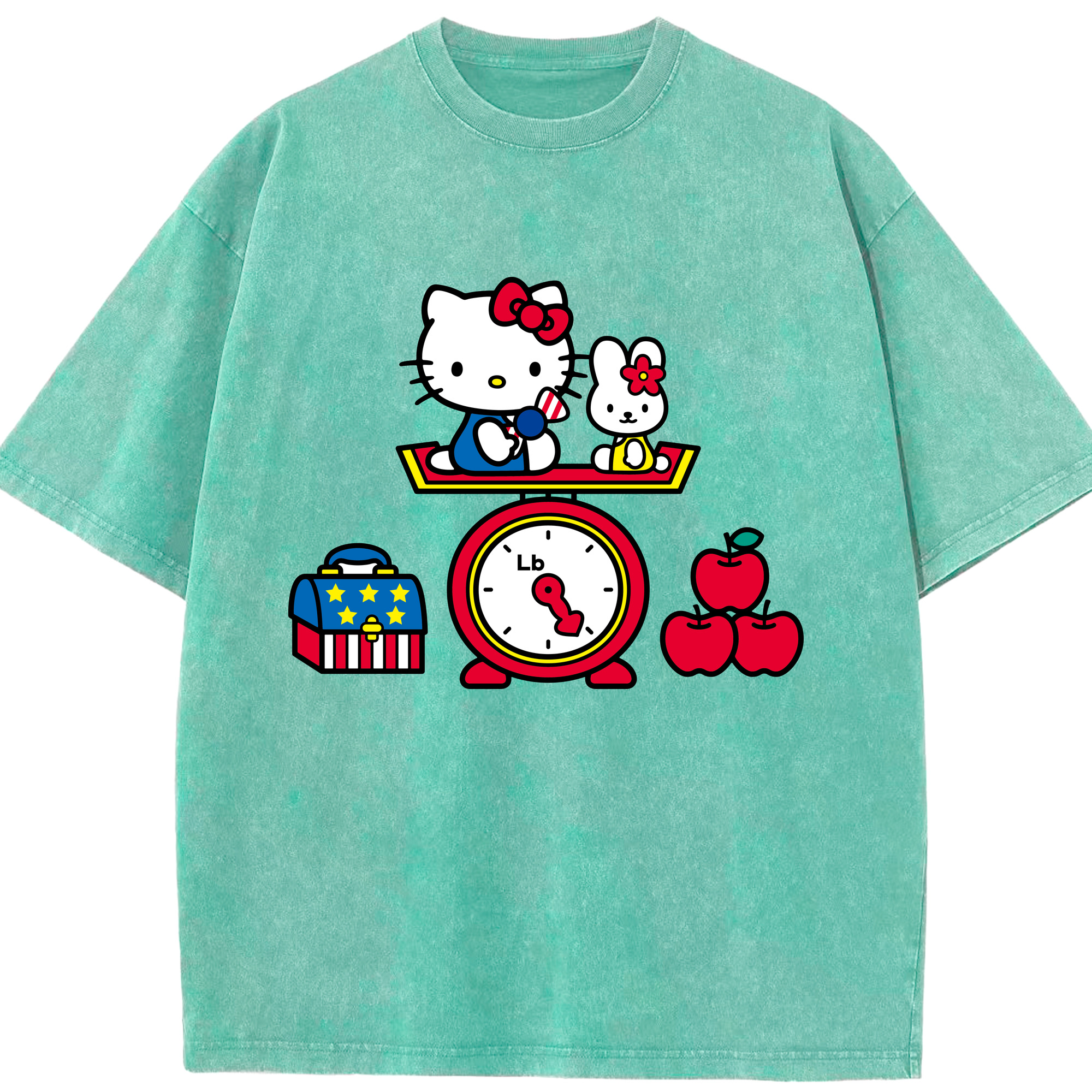 （画像用） Hello Kitty ハローキティ 綿100% ヴィンテージ風 半袖Tシャツ（フロントプリント）